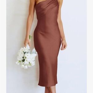 Elegant Brown Strapless Dress
